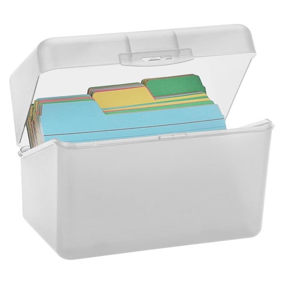 3x5 Index Card Holder with Locking Lid – Dust-Proof Plastic Storage Box, Holds 250 Note Cards, Recipe & Flashcard Organizer, Sturdy Desktop Case for Home, Office