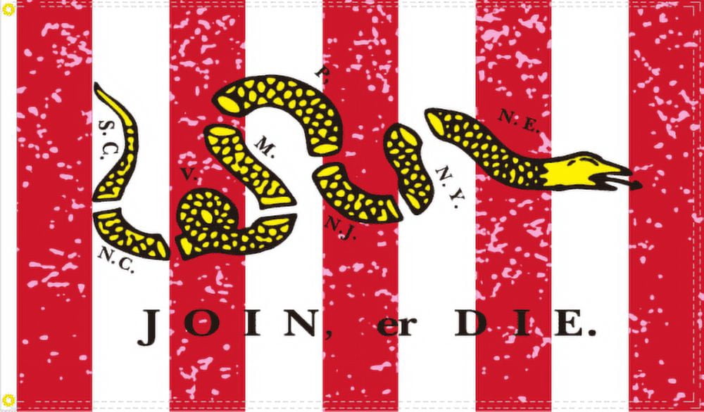 3x5 Join or Die Rebellious Stripes Historic Flag 3'X5' ® 100D USA BANNER