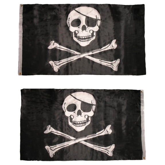 3x5 Jolly Roger Eye Patch Pirate Skull Double Sided Flag 3'x5' Grommets