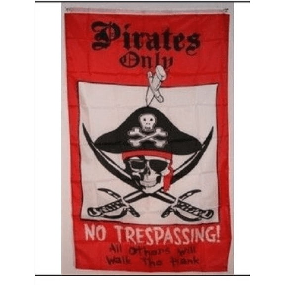 3x5 Jolly Roger Pirate Pirates Only No Trespassing 100D Nylon 3'x5' Flag Banner