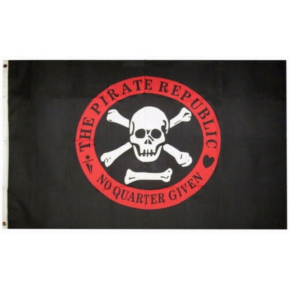 3x5 Jolly Roger Pirate Republic Red No Quarter Given Flag 3'x5' Banner Grommets