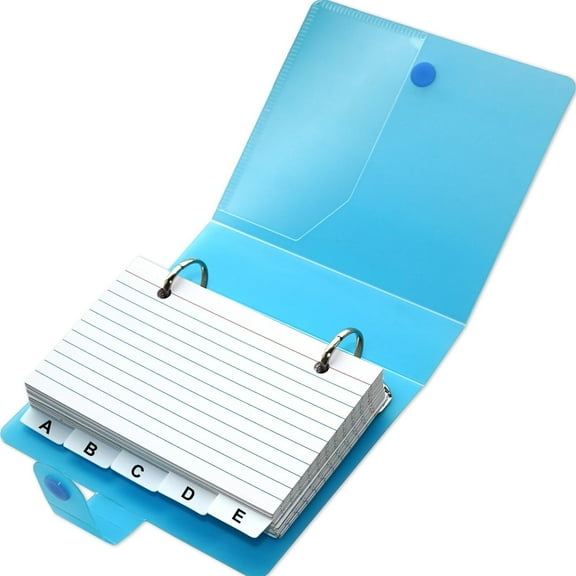 3x5 Lined Index Cards with Ring Binder Holder and Dividers, 100 Ruled Cards
