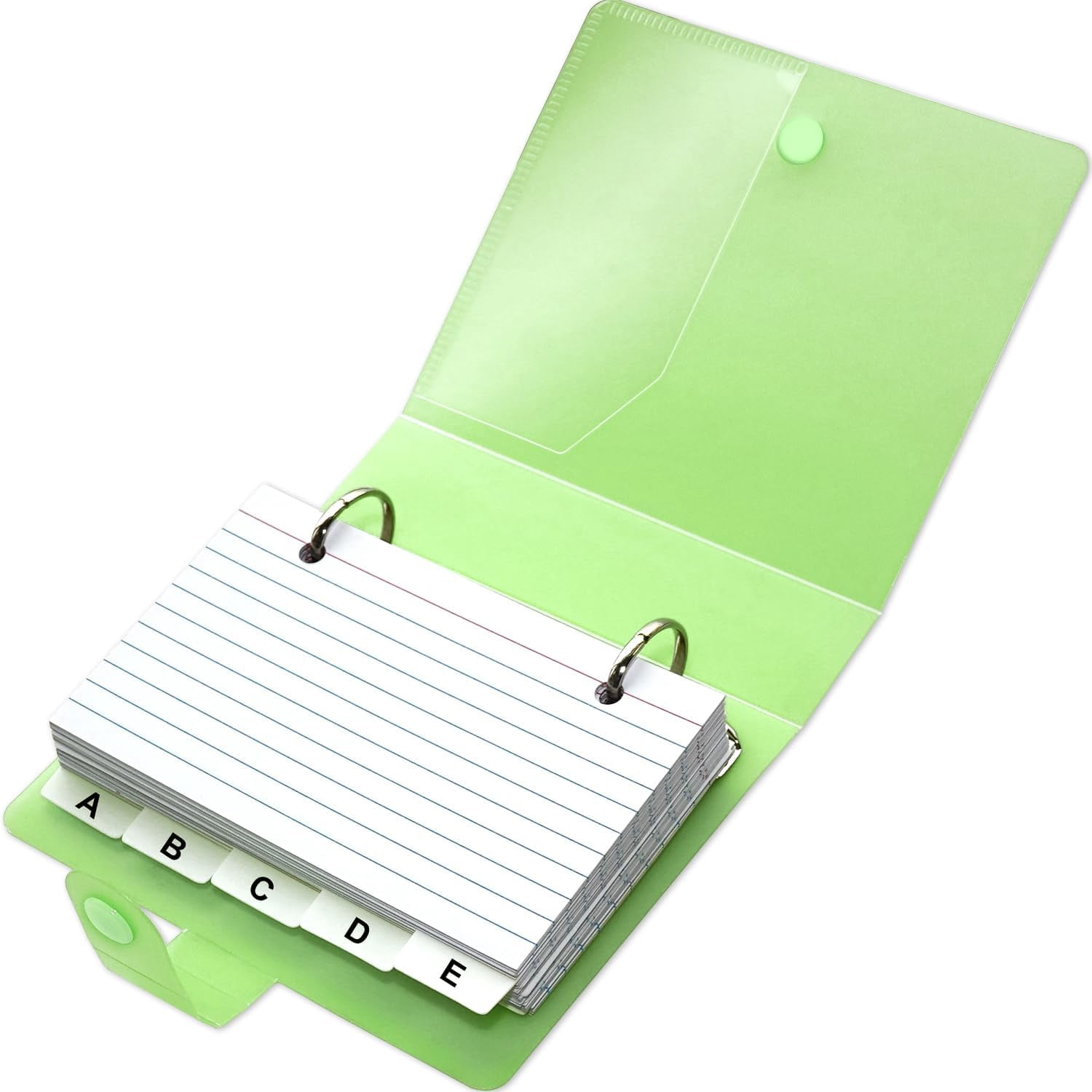 Notebok Ring 3x5 Lined Index Cards with Ring Binder Holder and Dividers, Green ...