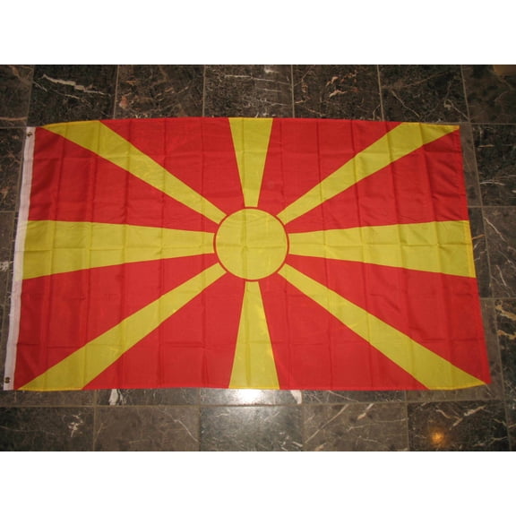 3x5 Macedonia Macedonian Rough Tex Knitted flag 3'x5' Brass Grommets