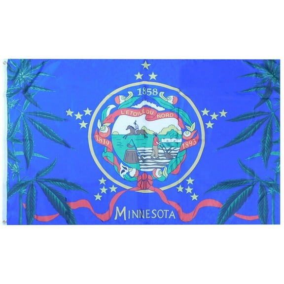3x5 Minnesota Weed Marijuana Pot Leaves 100D 3'x5' Woven Poly Nylon Flag Banner
