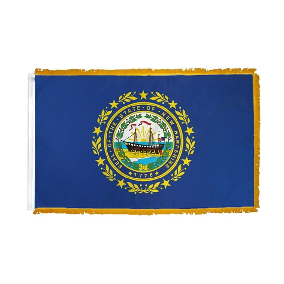 3x5 New Hampshire State Poly Nylon Sleeve w/ Gold Fringe Flag 3'x5' Banner