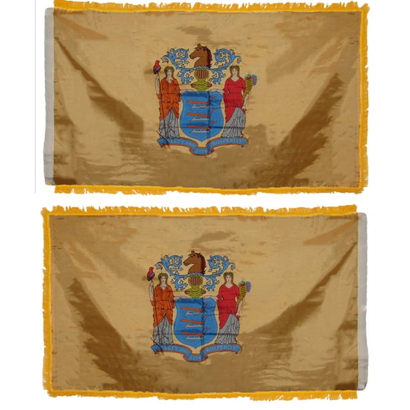 3x5 New Jersey Double Sided Polyester Sleeve & Fringe Flag 3'x5' House Banner