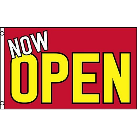3x5 Open Flag Advertising Now Open Red Flag 3'x5' Banner Grommets Fade Proof