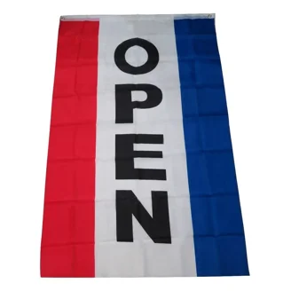 Bandiera Aperto 3x5ft – Stendardo Open Now – Rosso Bianco Blu – Per Negozi E Locali