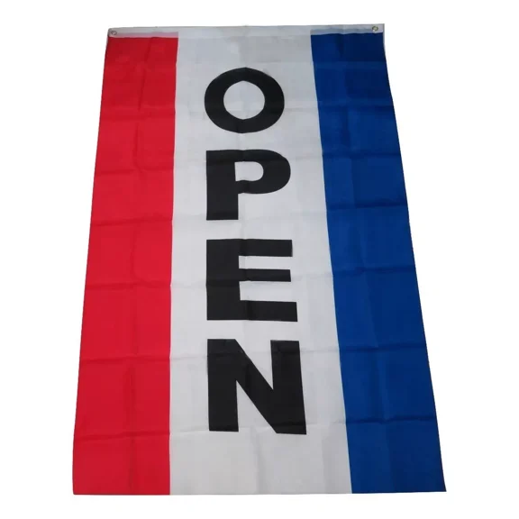 3x5 Open Flag Advertising Vertical Open Flag Sign 5'x3' Banner Grommets 100D