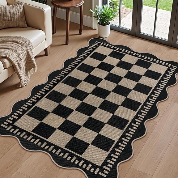 3x5 Outdoor Rug, Washable Rugs for Entryway Front Door Mat, Farmhouse Neutral Non Slip Indoor Carpet for Patio Living Room Backyard