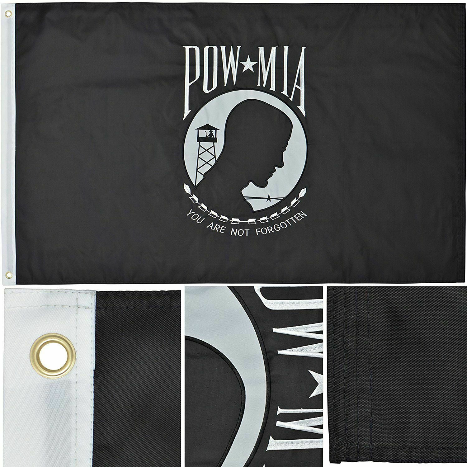 3x5 POW MIA POWMIA 3'x5' EMBROIDERED Sewn Flag USA SHIPPER 210D-S RIOHIO