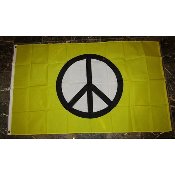 3x5 Peace Symbol Yellow Flag 3'x5' Banner