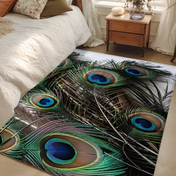 3x5 Peaches Feathers Area Rug for Bedroom, Washable Non Slip Low Pile ...