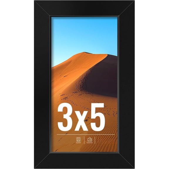 3x5 Picture Frame for Wall Display, 3x5 Black Picture Frame with HD Plexiglas, 3 x 5 Frame 1 Pack, Display Frame for Vertical or Horizontal, Classic Collection