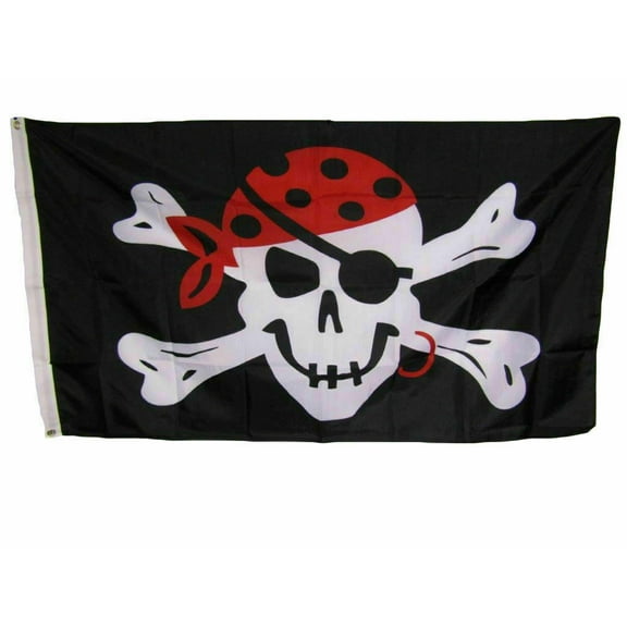 3x5 Pirate One Eyed Jack Red Hat Scarf Flag 3'x5' Brass Grommets NEW