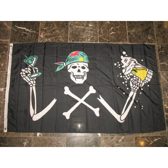 3x5 Pirate With A Beer Party Rough Tex Knitted flag 3'x5' Brass Grommets