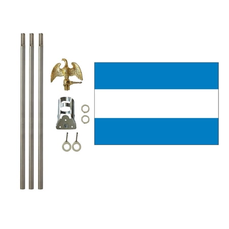3x5 Polyester Argentina (regular) Flag with 6 foot Pole Kit; Contains a 3x5 Polyester Flag, a 6 foot long 3/4inch Diameter Aluminum Pole and a Bracket
