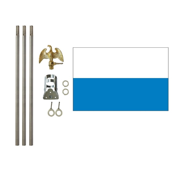 3x5 Polyester San Marino (regular) Flag with 6 foot pole Kit; Contains a 3x5 Polyester Flag, a 6 foot long 3/4inch Diameter Aluminum Pole and a Bracket