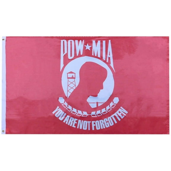 3x5 Pow Mia You Are Not Forgotten Red & White 3'x5' 68D Woven Poly Nylon Flag