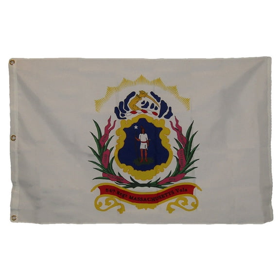 3x5 Printed USCT 54th Massachusetts 600D 2Ply Nylon Flag 3'x5' With Clips