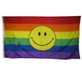 thumbnail image 1 of 3x5 Rainbow Smiley Face Gay Pride LGBTQ Rough Tex Knitted Flag, 1 of 2