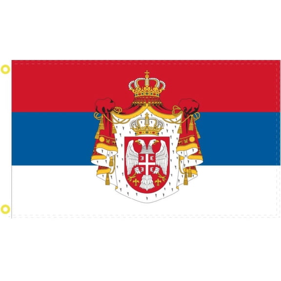 3x5 Serbia Crown Crest 1882-1918 Royal Flush Flag Banner Grommets