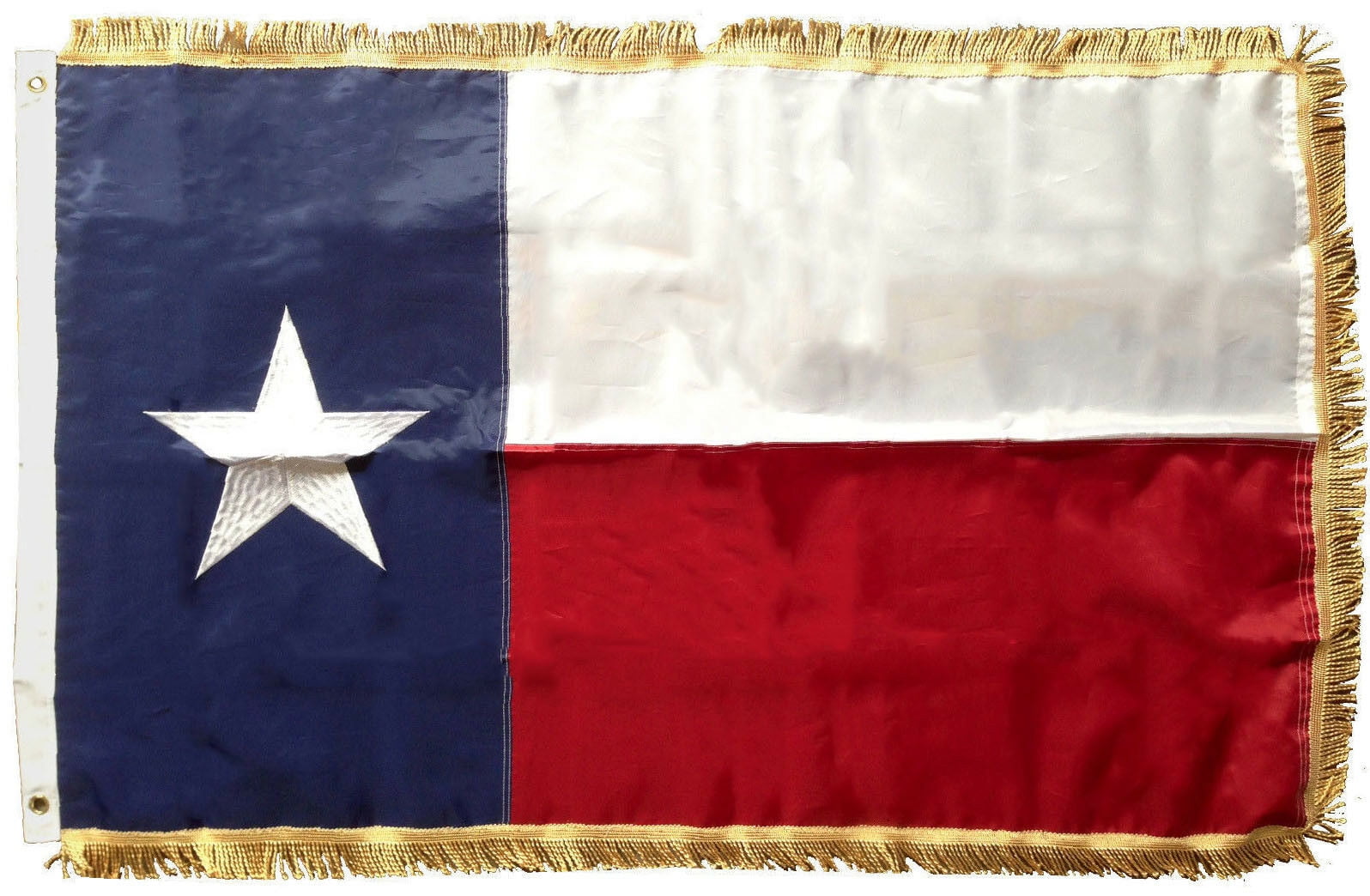 Texas Flag with Golden Fringe and Embroidered Star
