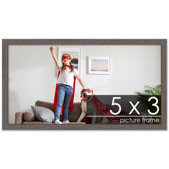 3x5 Textured Grey Picture Frame - UV Acrylic, Foam Board Backing, Hanging Hardware