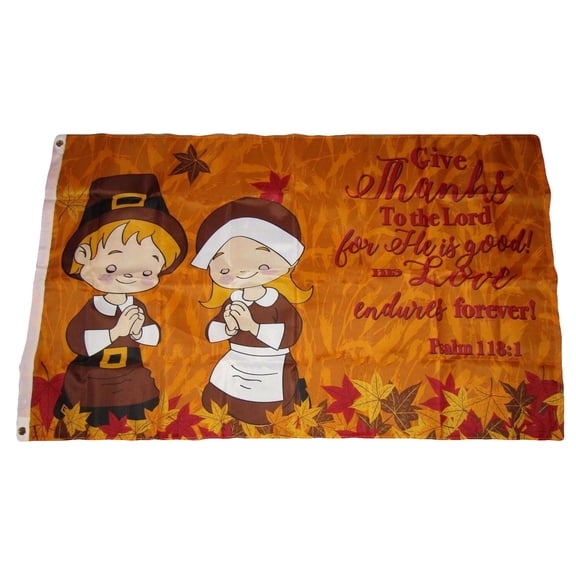 3x5 Thanksgiving Prayer Psalm 118:1 Give Thanks Premium Flag 3'x5' Grommets