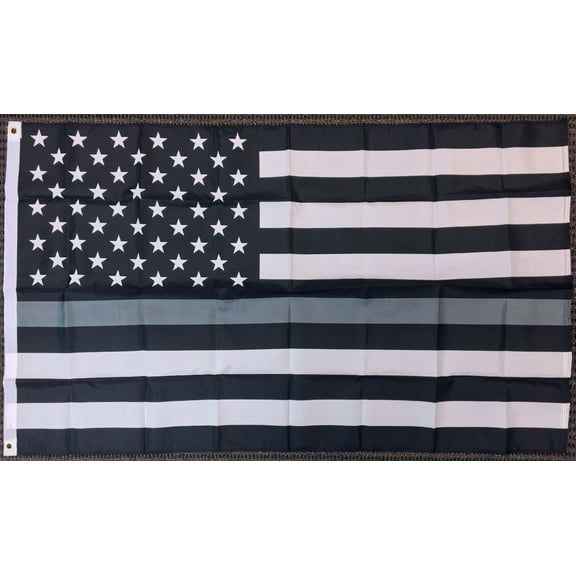 USA Thin Gray Line Flag 3x5ft Poly