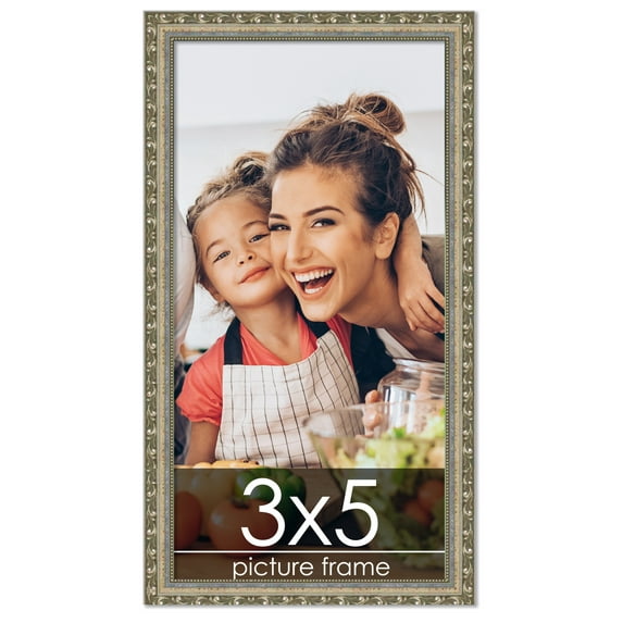 3x5 Silver Wood Picture Frame - UV Acrylic, Foam Board Backing, Hanging Hardware