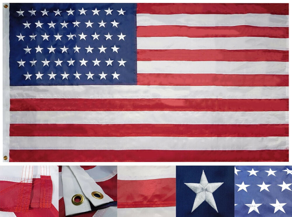 3x5 USA 51 Star Stars Linear Premium 210D Embroidered Sewn Flag Banner