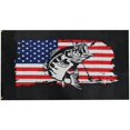thumbnail image 1 of 3x5 USA American Bass Fish Blackout 100D Woven Poly Flag Banner, 1 of 3