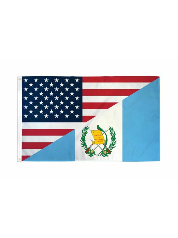 3x5 USA American Guatemala Friendship DIAGONAL 100D Woven Poly Nylon 3'x5' Flag