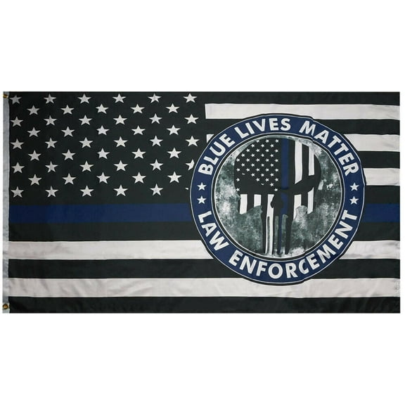 3x5 USA Blue Lives Matter Law Enforcement Skull Flag