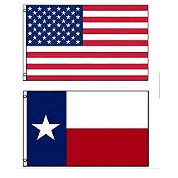 3x5 USA Flag American Flag Texas State Flag 2 Flags Premium Set FAST USA 100D