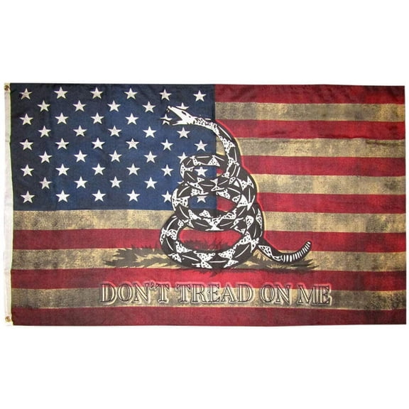 3x5 USA Gadsden Don't Tread On Me Vintage Oxford Polyester Flag.