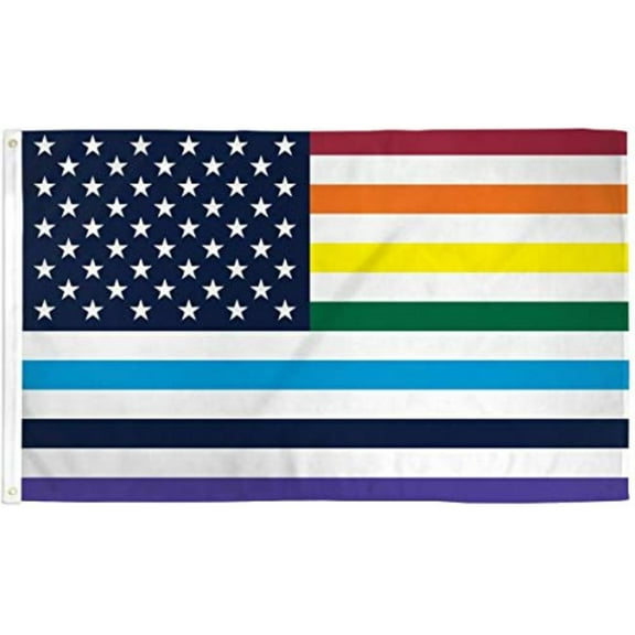 3x5 USA Old Glory Rainbow Gay Pride Flag LGBT American US Outdoor Banner New