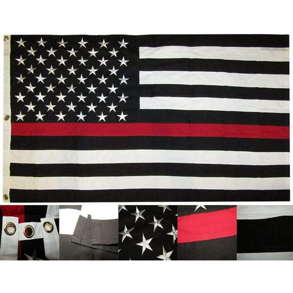 3x5 USA Thin Red Line Fire Department 100% Cotton Flag 3'x5' Banner Grommets