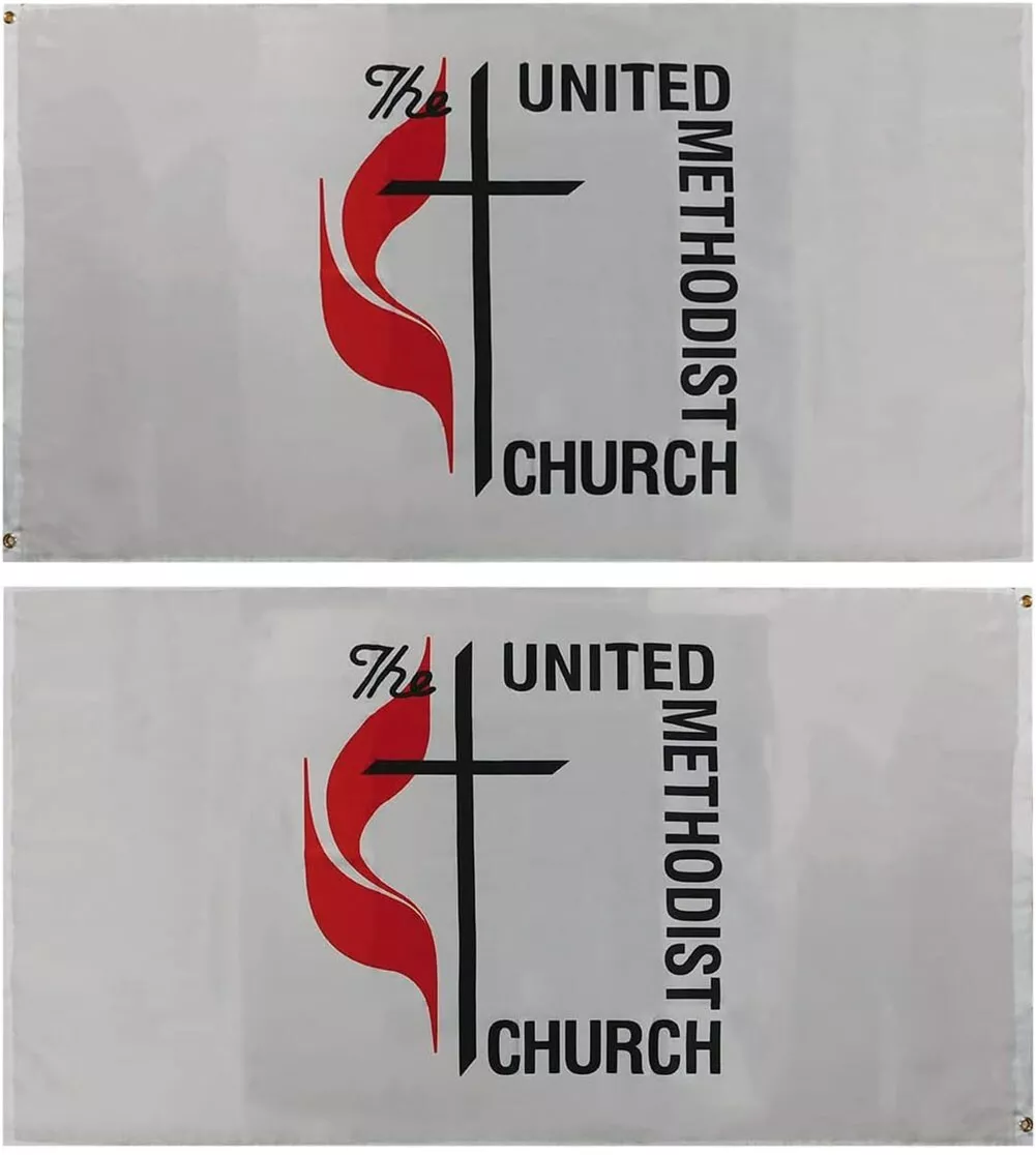 3x5 United Methodist Church 100D 3'x5' Woven Poly Nylon Double Sided ...