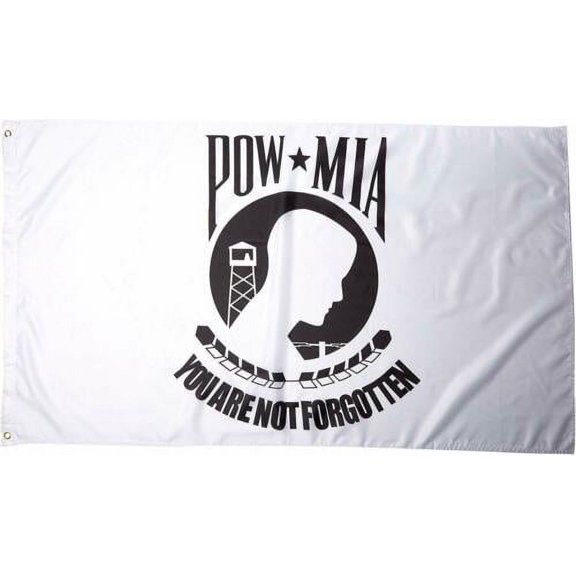 3x5 WHITE Pow Mia POWMIA You Are Not Forgotten Black Letter 5x3 Poly Flag