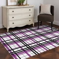 thumbnail image 1 of 3x5 Washable Area Rug, Abstract Stripes Non-Slip Rectangle Rug for Living Room Bedroom, Purple Black Grey Plaid Indoor Low Pile Floor Mat for Home Decor, 1 of 9