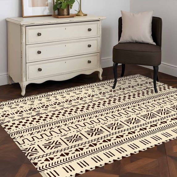 3x5 Washable Area Rug, Africa Geometric Non-Slip Rectangle Rug for ...