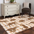 thumbnail image 1 of 3x5 Washable Area Rug, Africa Leopard Animal Non-Slip Rectangle Rug for Living Room Bedroom, Brown White Plaid Abstract Simple Indoor Low Pile Floor Mat for Home Decor, 1 of 9