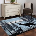 thumbnail image 1 of 3x5 Washable Area Rug, Black Elk Non-Slip Rectangle Rug for Living Room Bedroom, Navy White Wood Grain Forest Mountain Animal Indoor Low Pile Floor Mat for Home Decor, 1 of 9