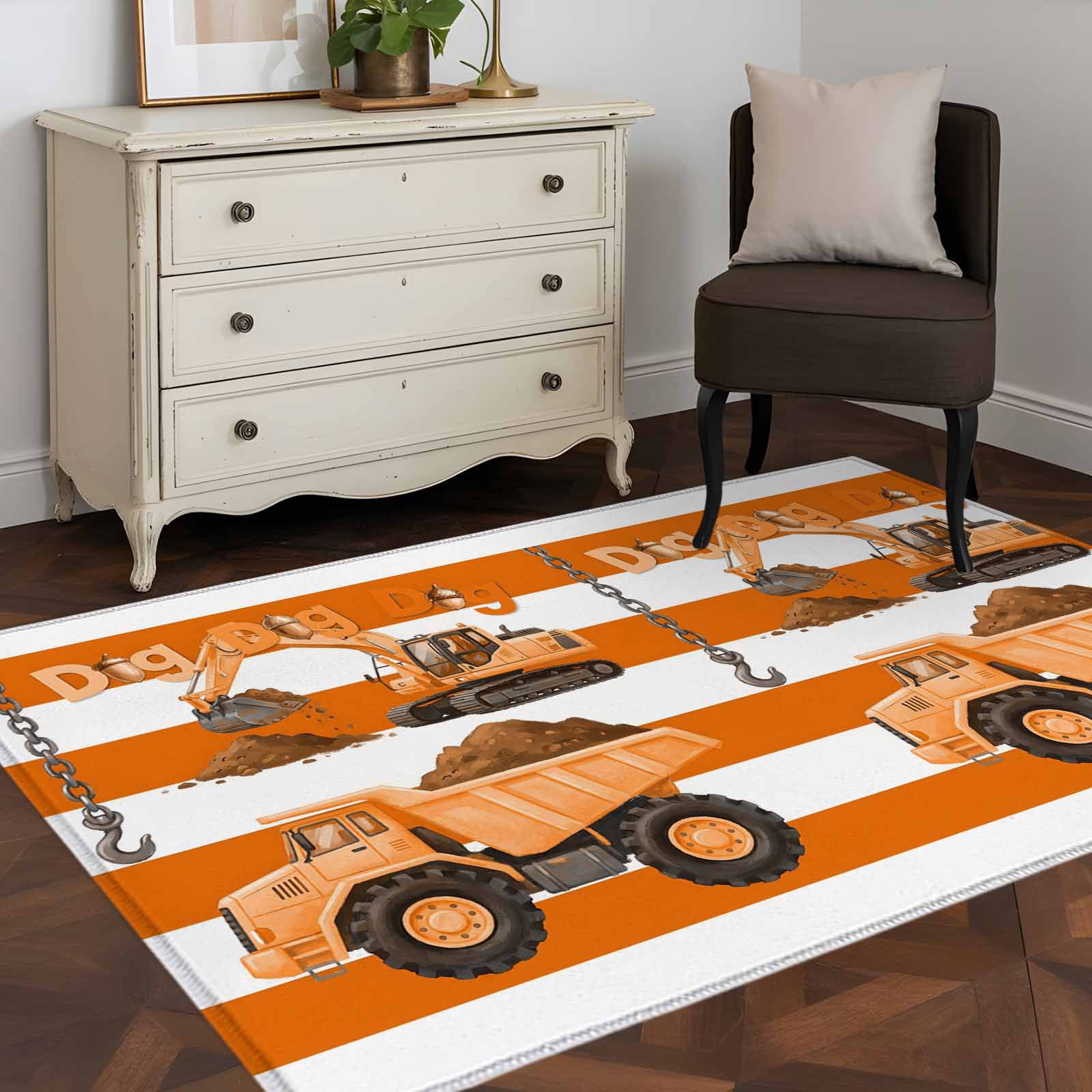 3x5 Washable Area Rug, Cartoon Engineering Non-Slip Rectangle Rug for ...