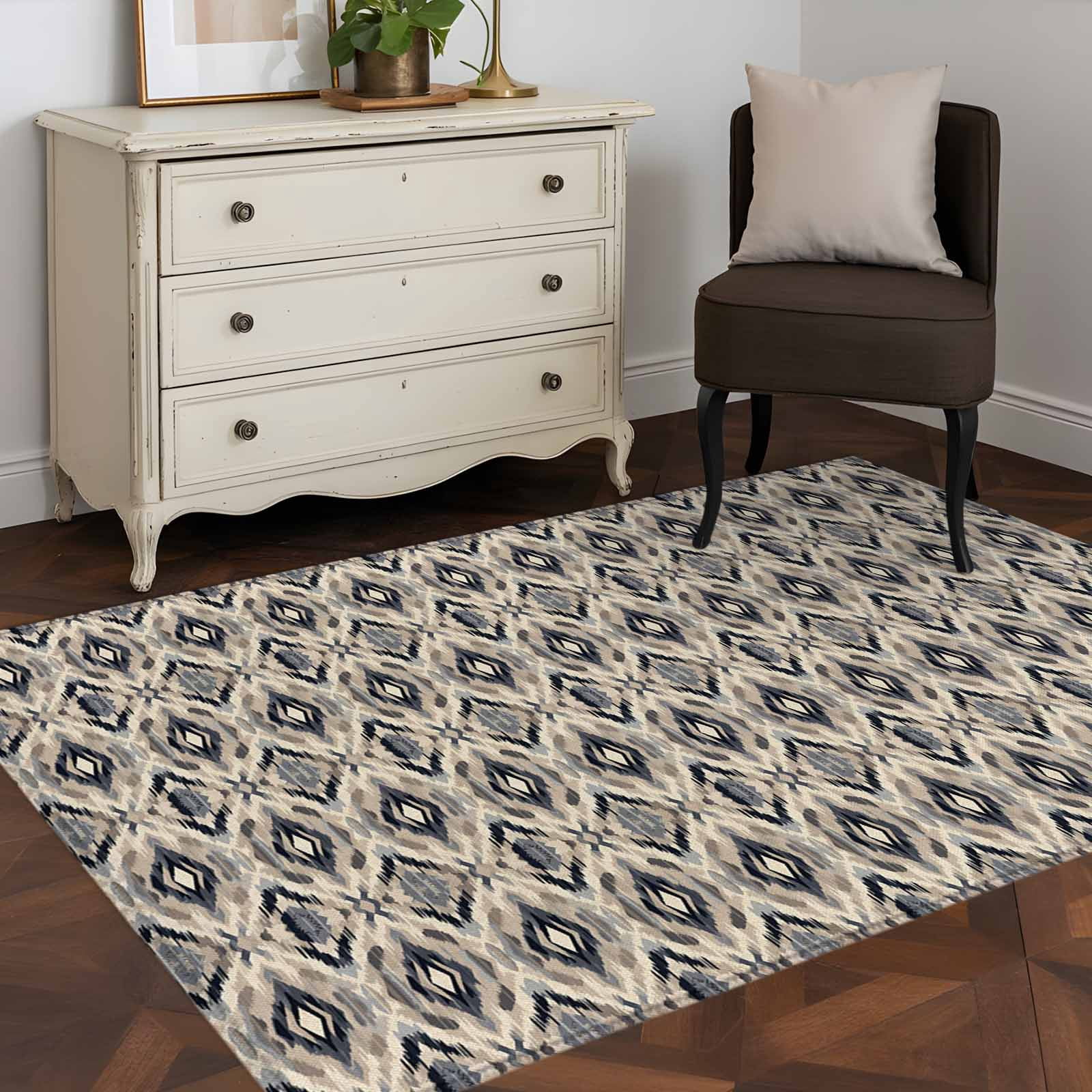 3x5 Washable Area Rug, Ethnic Tribal Non-Slip Rectangle Rug for Living ...