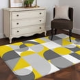 thumbnail image 1 of 3x5 Washable Area Rug, Mid Century Non-Slip Rectangle Rug for Living Room Bedroom, Yellow Grey Abstract Retro Geometric Modern Indoor Low Pile Floor Mat for Home Decor, 1 of 9