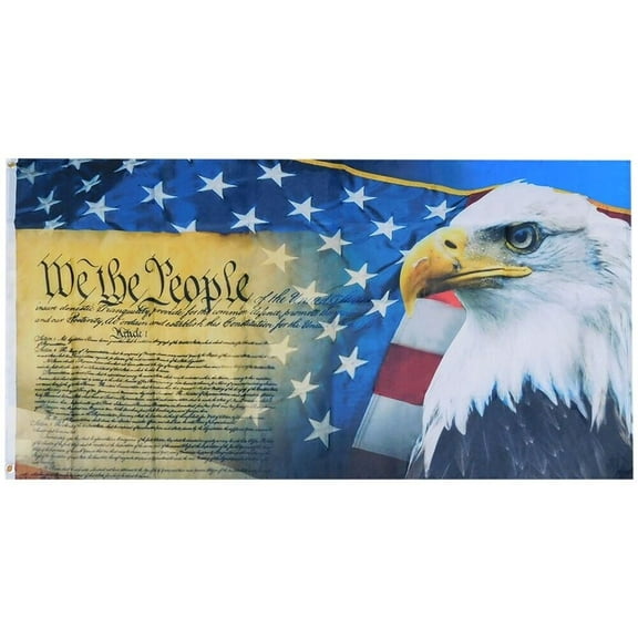 3x5 We The People USA Flag Bald Eagle 100D 3'x5' Woven Poly Nylon Flag Banner
